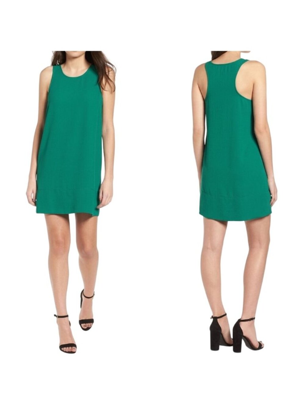 Leith Shift Dress Medium Sleeveless Scoop Neck Racerback Emerald Green Essential